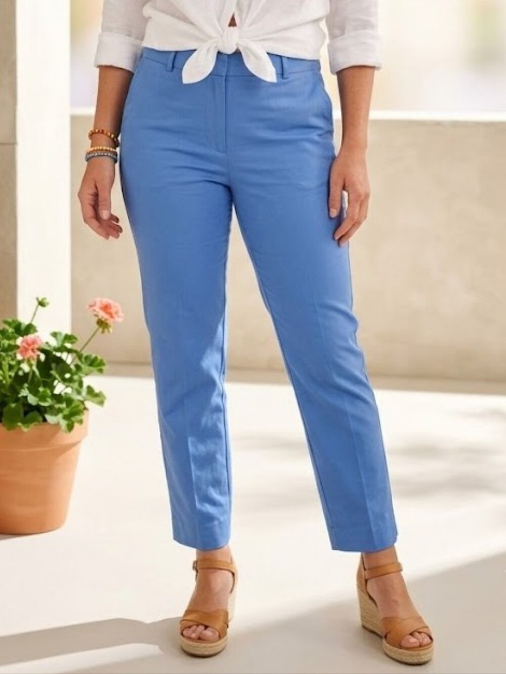 Gap Capri Blue Tailored Crop Pants Office Siren Dopamine Size 8